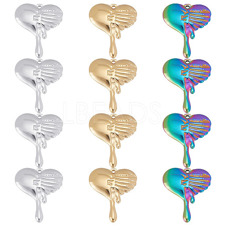 12Pcs 3 Colors 304 Stainless Steel Pendants STAS-UN0039-27-1