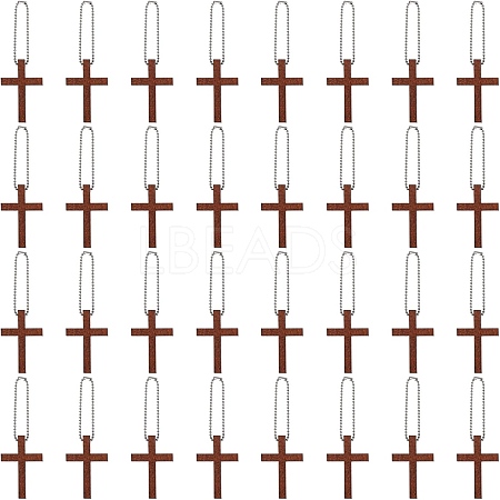 DIY Cross Wood Pendant Decoration Making Kit DIY-GL0004-110-1