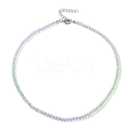 Bling Glass Round Beaded Necklace for Women NJEW-PH01490-04-1