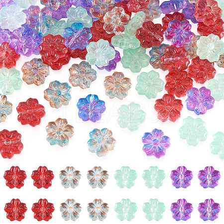 80Pcs 4 Styles Transparent Glass Beads GLAA-TA0003-81-1