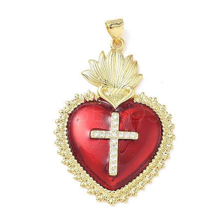 Brass Micro Pave Cubic Zirconia Pendants KK-I379-03G-K-1