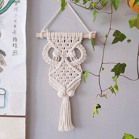 Cotton Cord Macrame Woven Wall Hanging HJEW-C010-08-1