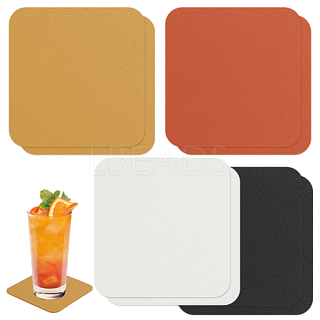 8Pcs 4 Colors PU Leather Cup Mats AJEW-GA0007-74-1