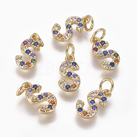 Brass Micro Pave Cubic Zirconia Charms ZIRC-L070-38S-G-1