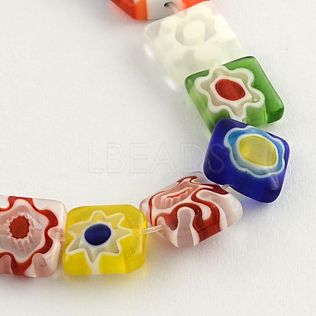 Square Handmade Millefiori Glass Beads Strands X-LK-R004-19-1