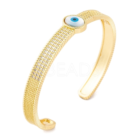 Brass Micro Pave Cubic Zirconia Open Cuff Bangles BJEW-S147-27B-G-1