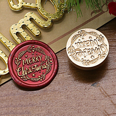 Merry Christmas Series Wax Seal Brass Stamp Head LS-AJEW-M037-01G-05-1