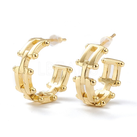 Brass Half Hoop Earrings X-EJEW-A056-08G-1