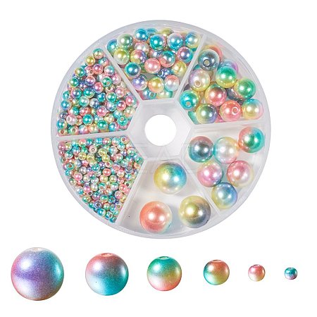 Rainbow ABS Plastic Imitation Pearl Beads OACR-YW0001-03G-1