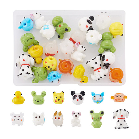 24Pcs 12 Style Handmade Bumpy Lampwork Beads Strands LAMP-KS0001-03-1