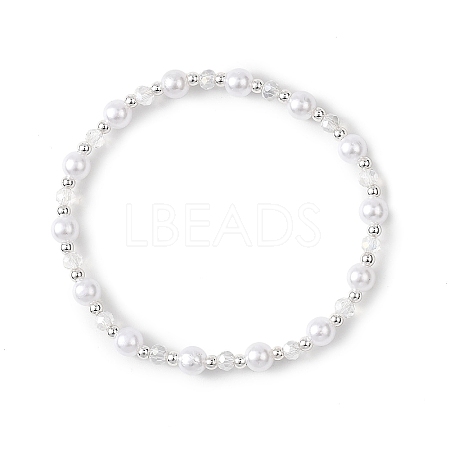 Round ABS Plastic Imitation Pearl Beads Bracelets BJEW-JB12838-1