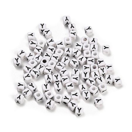 Opaque Acrylic Beads OACR-S076-01Y-1