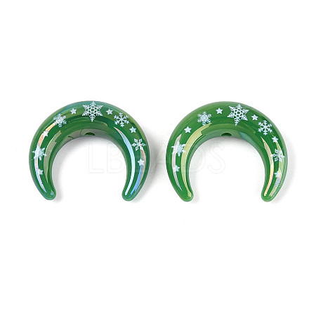 Christmas UV Plating Printed Opaque Acrylic Beads MACR-N018-07C-1