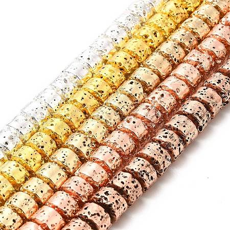 Electroplated Natural Lava Rock Beads Strands G-G984-12-1