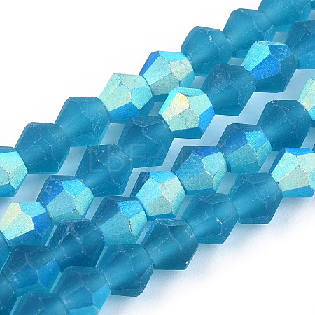 Imitate Austrian Crystal Bicone Frosted Glass Beads Strands GLAA-F029-TM2mm-A01-1