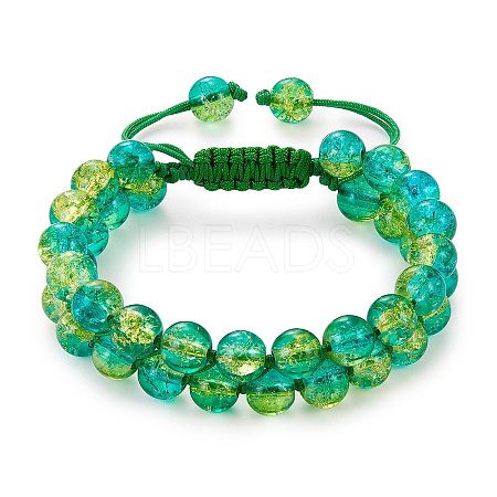 Sparkling Round Glass Braided Bead Bracelet BJEW-SW00082-19-1