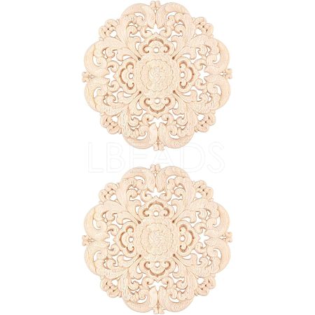 Olycraft Rubber Wood Carved Onlay Applique Craft AJEW-OC0001-52C-1