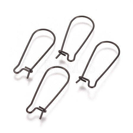 304 Stainless Steel Hoop Earrings Findings Kidney Ear Wires Ion Plating(IP) STAS-L216-22B-B-1