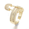 Brass Micro Pave Clear Cubic Zirconia Cuff Rings RJEW-O037-02G-3