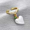 Brass Enamel Open Cuff Rings for Women RJEW-U057-21G-1
