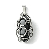 Natural Mixed Stone Stainless Steel Ring Wrapped Pointed Pendants PALLOY-JF02496-01-3
