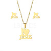 Word I Love Jesus 304 Stainless Steel Pendant Necklaces & Stud Earrings Sets FS-WGBBC94-01-5
