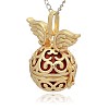 Golden Tone Brass Hollow Round Cage Pendants KK-J233-09G-2