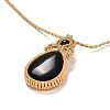 Natural Obsidian Teardrop Pendant Necklace NJEW-K258-03F-2