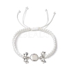 Flat Round Natural Pearl & Polyester Cord Braided Bracelets BJEW-JB10422-1