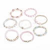 8Pcs 8 Style Mixed Gemstone & Shell Pearl & Cat Eye Stretch Bracelets Set BJEW-JB08782-4