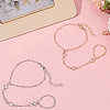4Pcs 2 Colors Alloy Curb Chain Finger Ring Bracelets for Women BJEW-CY0001-07-7