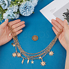 Alloy Moon Sun Star Double Layer Tassel Waist Chains AJEW-GF0013-25G-3