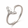 201 Stainless Steel Whale Tail Open Cuff Ring for Women LS-RJEW-K239-01P-1-3
