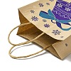 Christmas Theme Blue Printed Kraft Paper Tote Bags with Handles ABAG-B006-04C-3