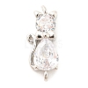Brass Micro Pave Cubic Zirconia Kitten Links Connectors X1-ZIRC-G157-50P-1