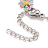 Enamel Daisy Link Chains Bracelet X-BJEW-P271-01P-02-4