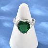 Heart Brass Micro Pave Cubic Zirconia Cuff Open Rings for Women CU-CBA0A21-02P-04-2