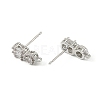 Brass Micro Pave Clear Cubic Zirconia Stud Earring Findings LS-KK-C107-06P-2