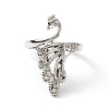 Zinc Alloy Peacock Open Cuff Ring RJEW-WH0003-04A-1
