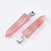 Cherry Quartz Glass Point Pendants G-R220-34N-2