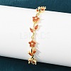 Brass Pave Cubic Zirconia Flower Link Chain Bracelets for Women KK-CBA68DA-14G-01-2