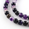 Dyed Natural Striped Agate/Banded Agate Round Bead Strands G-R342-6mm-03-2