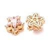 Brass Micro Pave Pink Cubic Zirconia Beads CU-CBAEC99-34G-01-2