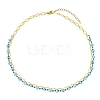 Dyed Faceted Round Natural Magnesite and Glass Seed Beaded Necklaces NJEW-MZ00155-3