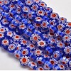 Handmade Millefiori Glass Flat Round Bead Strands LK-P011-12-1