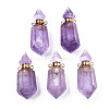 Faceted Natural Amethyst Pendants G-T131-15G-1