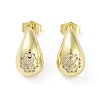 Teardrop Rack Plating Brass Cubic Zirconia Stud Earrings for Women EJEW-B047-02G-13-1