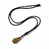 Natural Tiger Eye Hexagon Pendant Necklace with Nylon Cord NJEW-G094-A04-4