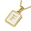 Ion Plating(IP) Rectangle with Initial Letter 304 Stainless Steel Pendant Necklace NJEW-R265-04G-F-1