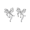 Brass Pave Clear Cubic Zirconia Stud Earring Findings KK-N232-438P-B-2